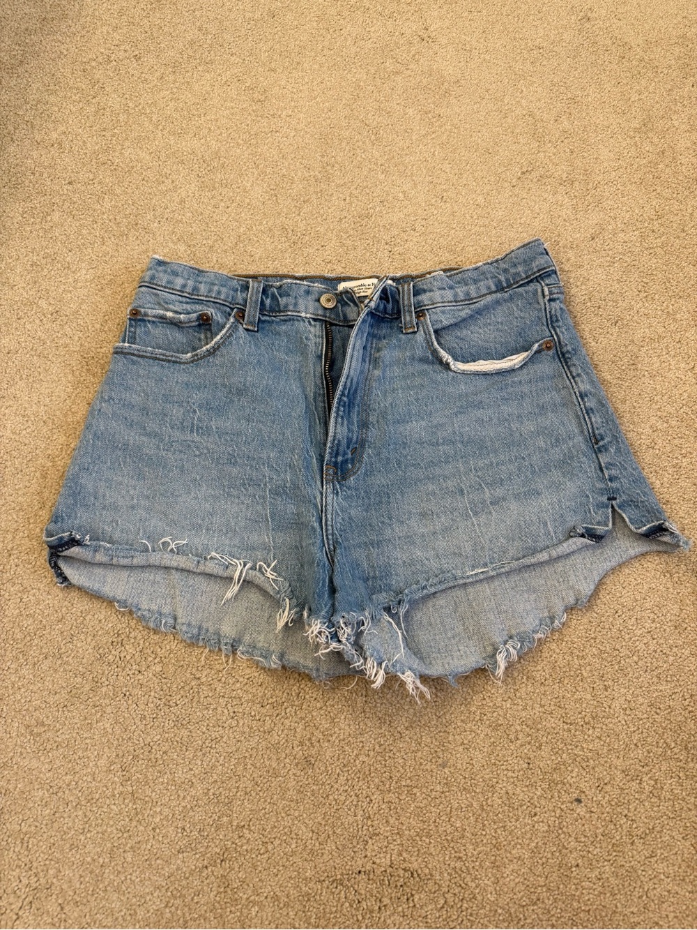 Abercrombie & Fitch Light Blue Distressed Denim Shorts
